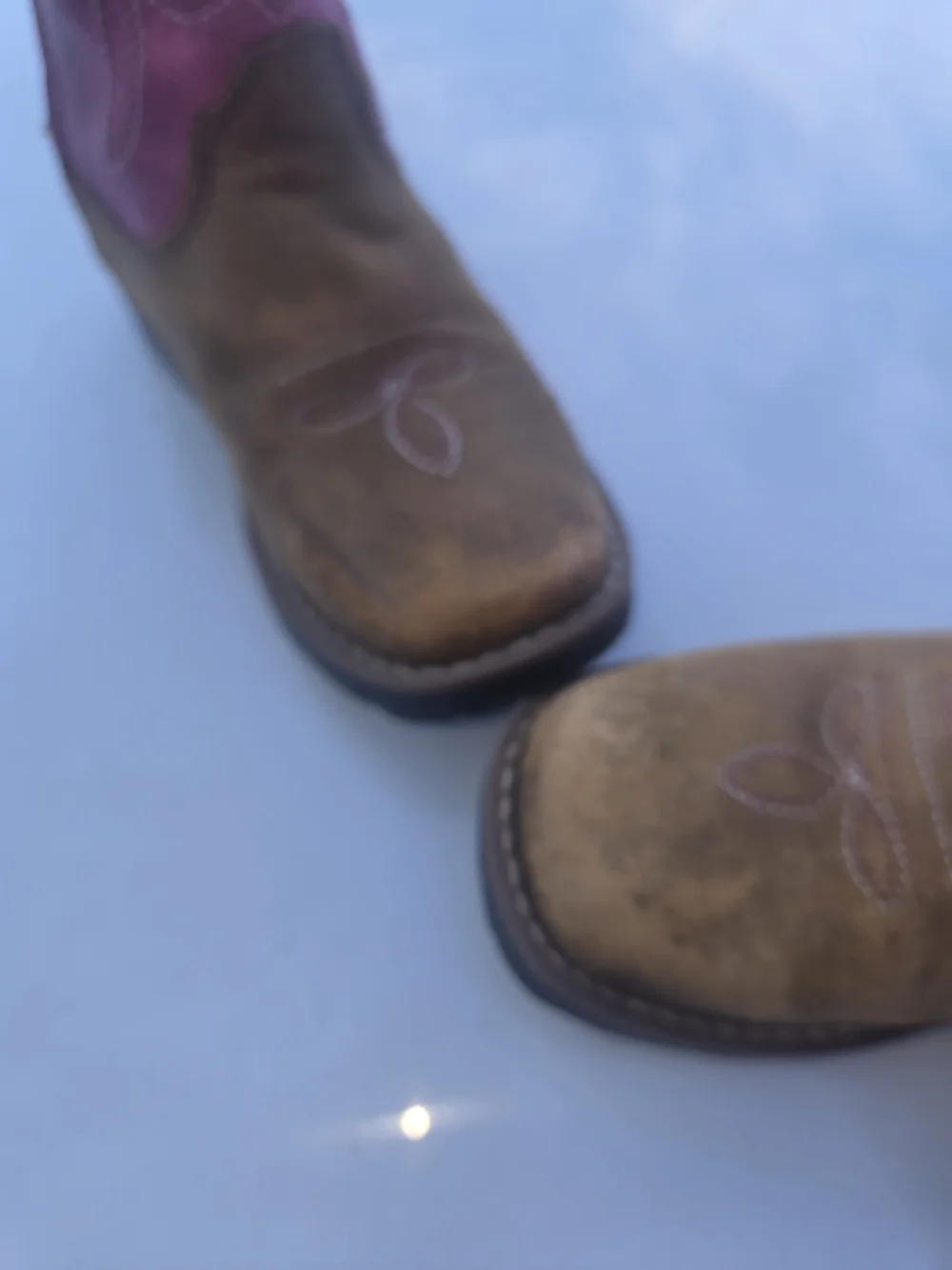 Shyanne Pink & Brown Girls Western Boots with Paisley Lining Size 8D
